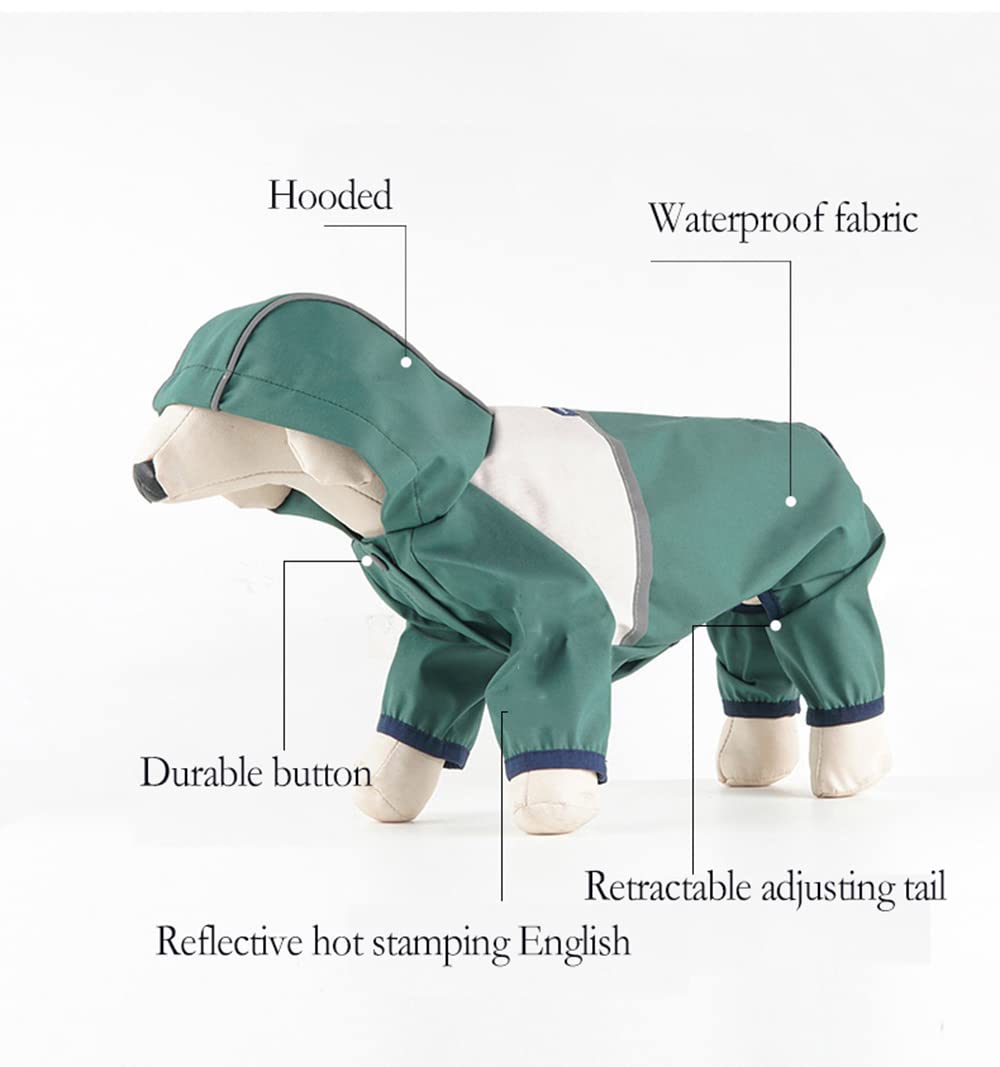 Chubasqueros Impermeables for Perros pequeños y medianos con Capucha, diseño de Cuatro Patas Correa Reflectante, Chaqueta Ligera(Red,M)