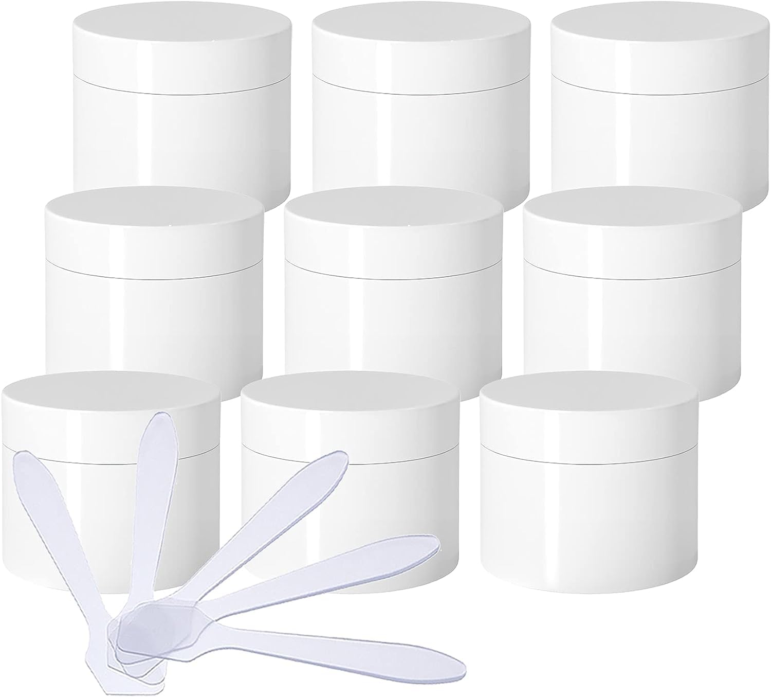 FLYIODFCXV cosmetic jar, Pack of 24, Empty Thick Glossy with Screw Lid, Inner Liner, Sample Bottles Travel + 24x Spatulas(120ml)