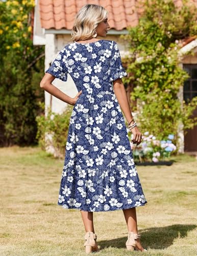 Image of Zeagoo Womens Summer Dresses 2026 Casual Midi Dress Flowy Sundress Ruffle Short Sleeve Tiered Dresses A Line Boho Dress