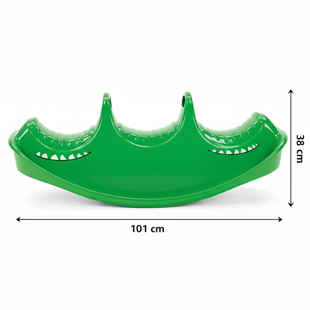 Dantoy – Schaukelpferd mit 3 Sitzen - Wippe aus Langlebiger Kunststoff - Kinderwippe für Kinder - 1–5 Jahre - Grünes Krokodil - Garten Spielzeug - Draußen / Drinnen - Hergestellt in Dänemark