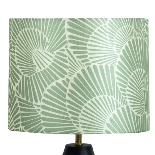 Image of Dreamy Walls 10.5'' Drum Lamp Shade for Bedroom, Living Room | Handcrafted Printed Faux Silk Replacement Lampshade Only | Easy Assembly, 10.5x8.5 Inches, Lily Leaves Shade