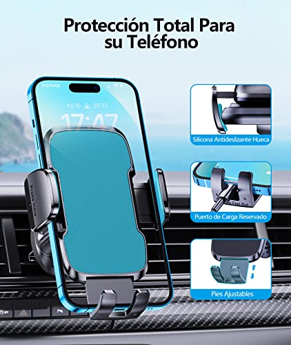 Glangeh Soporte Movil Coche [2026 Gancho Mejorado] para Ventilación de Aire, 360° Rotación Accesorios Movil Coche con Liberación de un Botón, Compatible con iPhone y Otros 4-7” - imagen 2