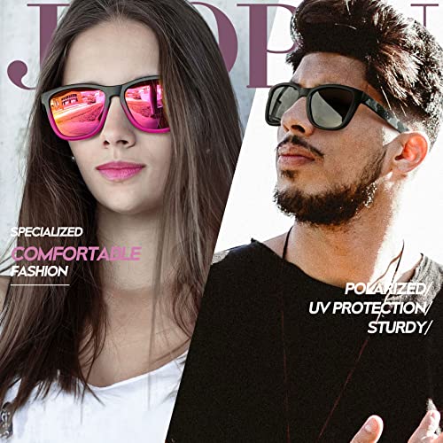 Image of Joopin Square Polarized Sunglasses for Men, Designer Trendy Reflective Sun Glasses UV400 Protection, Retro Red Sunnies Golf Fishing Shades