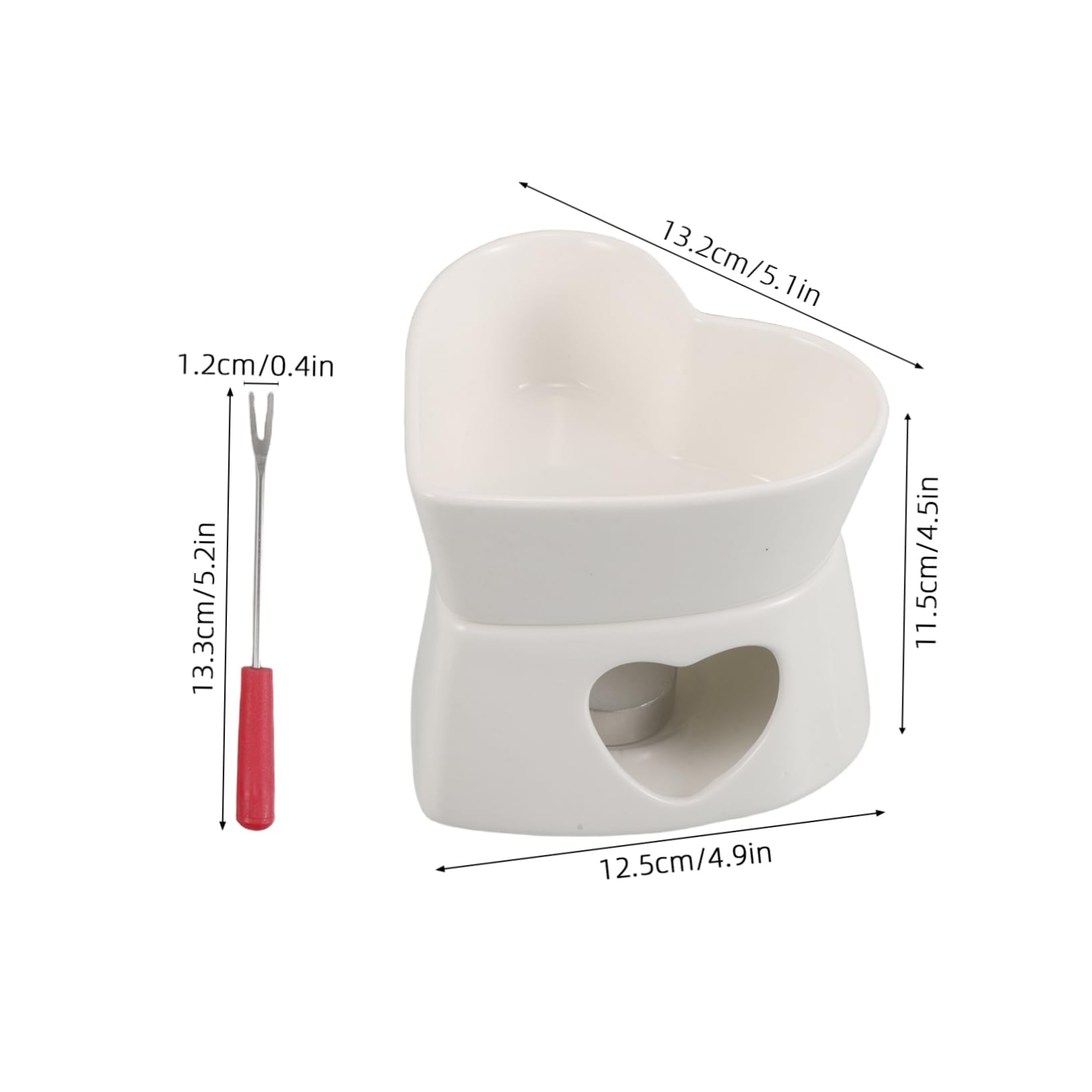 Cabilock 1Set Ceramic Fondue Pot Heart Shaped Chocolate Melting Bowl for Cheese Butter and Crab Compact Elegant Design for Romantic Dinners and Family Gatherings Easy