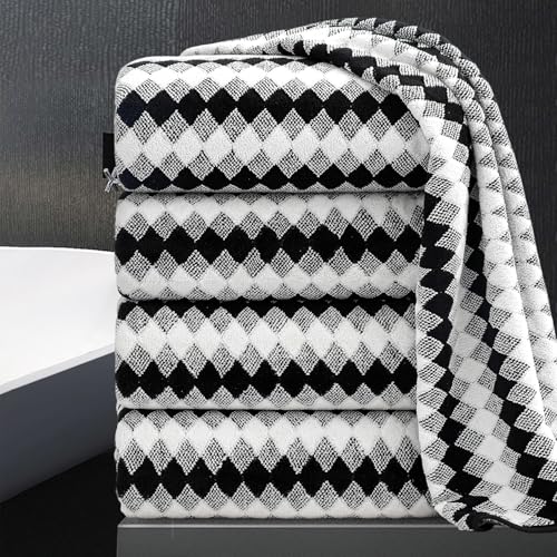 4 Piece Bath Towel Black Oversized Bath Sheet 35"x70" Bathroom
