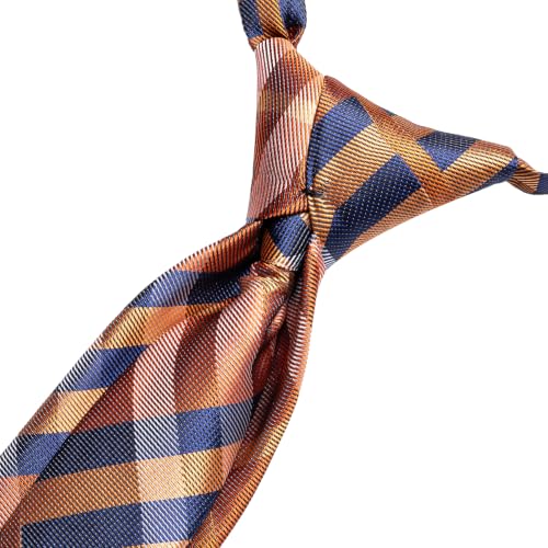 Image of Hi-Tie Boys Tie Pre-Tied Pocket Square Set Adjustable Kids Neckties Age 7-11 Years School UniForm Graduation