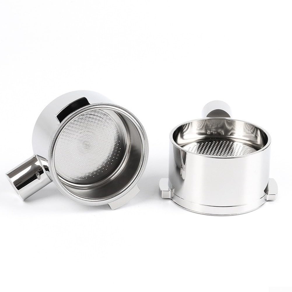 Filtr dolny ze stali nierdzewnej, 51 mm, do ekspresu do espresso, ze stali nierdzewnej 304, z podwójnym uchwytem, precyzyjny filtr do kremu, polerowany do powierzchni (Serves Two)