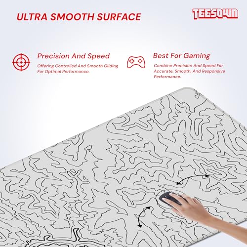 Image of White Canyon Map Stitched Mousepad (18x36) for Laptop, Desktop, PC and Gaming Deskmat (Stitched White 2.O, XXL)