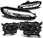 Auto Dynasty 4Pcs Factory Style Projector Headlights and LED DRL Signal Lamps Compatible with Jeep Cherokee 2014-2018, Driver and Passenger Side, Black Housing Clear Corner