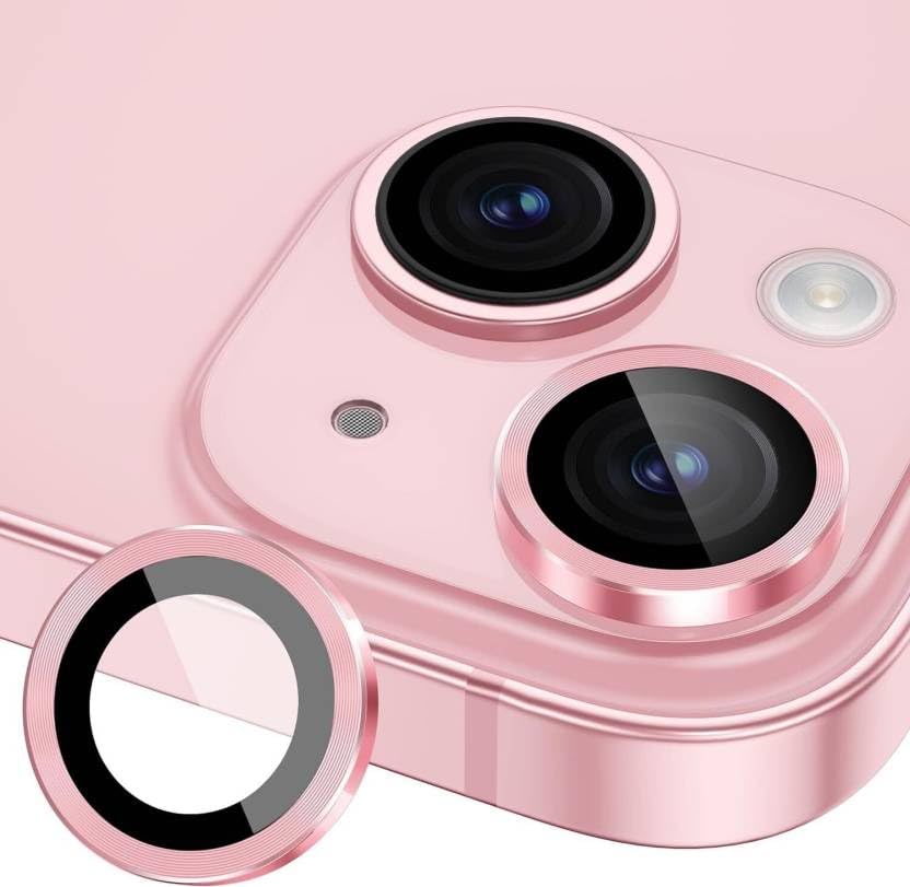 UNIKWORLD Camera Lens Protector for iPhone 15 Plus,High Clarity,Scratch Proof,9H Protection Camera Cover Aluminum Alloy Rings For iPhone 15 Plus (Pink)