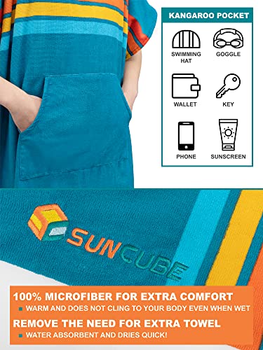 Image of SUN CUBE Surf Poncho Changing Robe with Hood | Thick Quick Dry Microfiber Wetsuit Changing Towel for Surfing Beach Swim Outdoor Sports