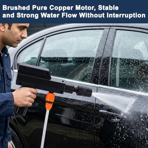 Image of STHIRA Car Washer High Pressure Gun 4000mAh 5in1 Washing Spray Foam Cannon | Cordless Rechargeable 4 Gear Pressure Washer for Car Bike Washing, Patios and Garden
