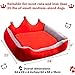 PAPITLULU Pet Bed for Dog and Cat Rectangle Plush Self-Warming Crown Puppy Sofa Mat Cushion, Red Crown