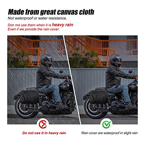 Kemimoto Canvas Motorcycle Saddlebags Soft Throw Over Panniers With Rain Covers Compatible With Sportster Dyna Softail Shadow 750 Vulcan 500 Warrior Vstar 150Cc Scooter Black #TOP2