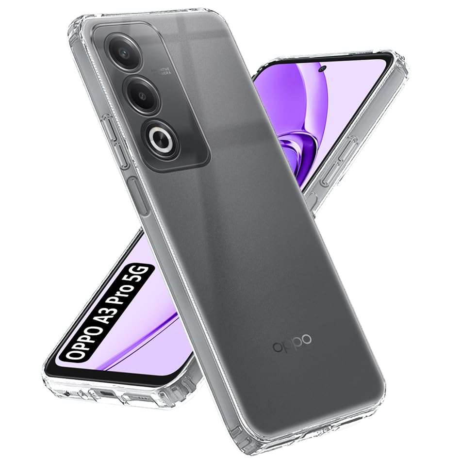 Image of Fashionury Crystal Clear Case for Oppo A3 Pro 5G | Yellowing Resistance | Transparent TPU Silicone | Raised Camera Lips | Slim Transparent Cover
