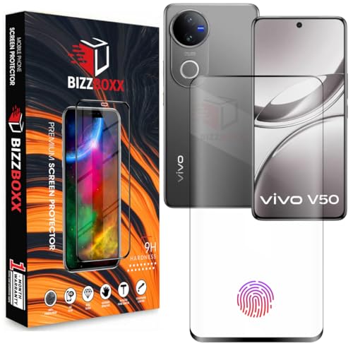 Image of Compatible With Vivo V50 5G | Vivo V50 E Full Glue Tempered Glass Screen Protector Guard Quad Curved Edges - Fingerprint Working, UV Glue Not Required (For Vivo V50, 6.77 Inch) - Pack of 1