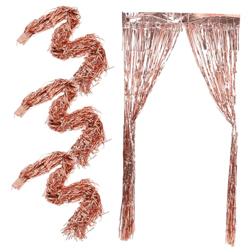 Unomor 4Pcs Metallic Foil Fringe Curtains Tinsel Party Decorations for Birthday Backdrop Bridal Shower and Holiday Photo Booth Props Each