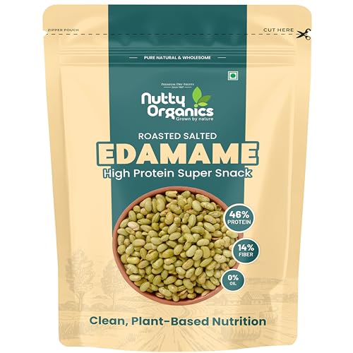 Image of Nutty Organics Roasted Edamame 200gm | High Protein Snack (46%) | No Added Oil | Rich in Fibre | Roasted Green Soybeans | Vegan & Gluten Free