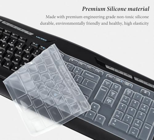 Image of Keyboard Cover Compatible with Logitech MK320 MK330 K330 MK335 Wireless Desktop Keyboard, Logitech MK320-YR002 /Y-R0009 Keyboard Protector Skin-Clear