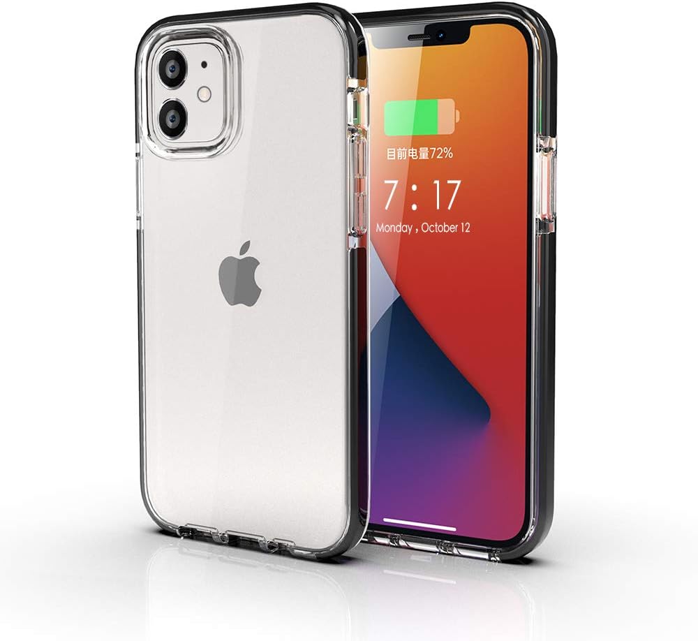 YOOMAS Compatible with iPhone 12 Mini Case Clear, [ Military Grade Drop Tested ] Protective Cases with Black Soft TPU Bumper, [ Anti-Yellowing ] Shockproof Cell Phone Case Cover