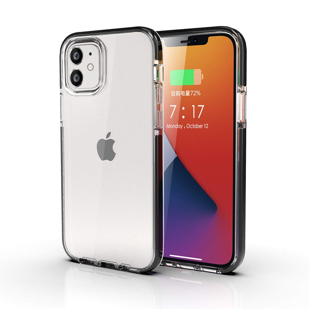 YOOMAS Compatible with iPhone 12 Mini Case Clear, [ Military Grade Drop Tested ] Protective Cases with Black Soft TPU Bumper, [ Anti-Yellowing ] Shockproof Cell Phone Case Cover