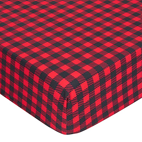 Kiddos Buffalo Plaid Crib Bedding Set- Woodland Theme-Unisex For Boys Or Girls- 3 Piece- Luxury Microfiber- Wild Red #TOP4