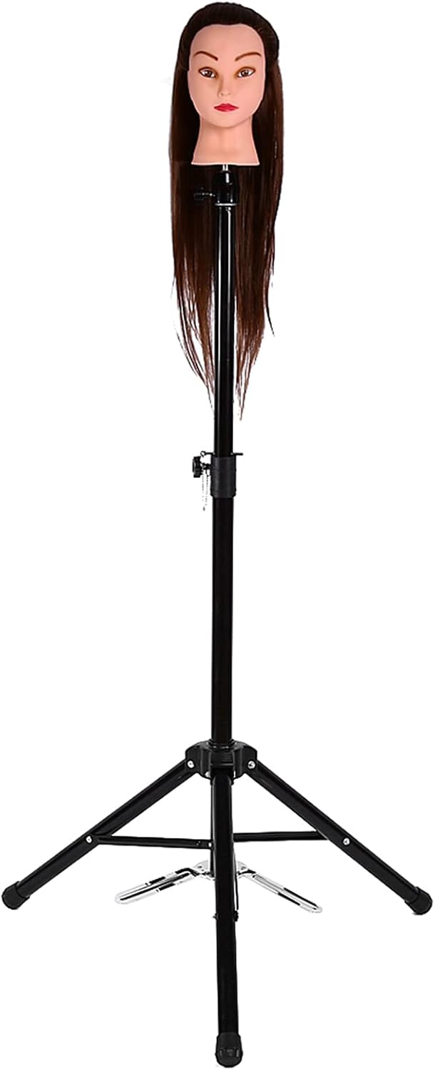 Wig Stand Tripod, Adjustable Hairdressing Training Mannequin Manikin Head Tripod Stand Manikin Wig Doll Holder for Cosmetology Hairdressing Training