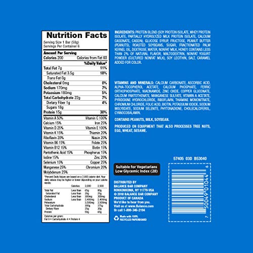 Balance Bar, Healthy Protein Snacks, Yogurt Honey Peanut, With Vitamin A, Vitamin C, Vitamin D, and Zinc to Support Immune Health, 1.76 oz, 6 Count