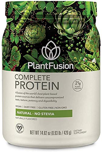 PlantFusion Complete Plant Based Pea Protein Powder | Dietary Supplement |Non-GMO, Vegan, Dairy Free, Gluten Free, Soy Free | Allergy Free w/Digestive Enzymes, Natural - No Stevia, 1 Pound