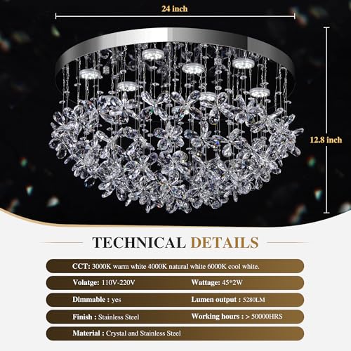 Lámpara de techo de cristal con 50% de descuento, control remoto y APP