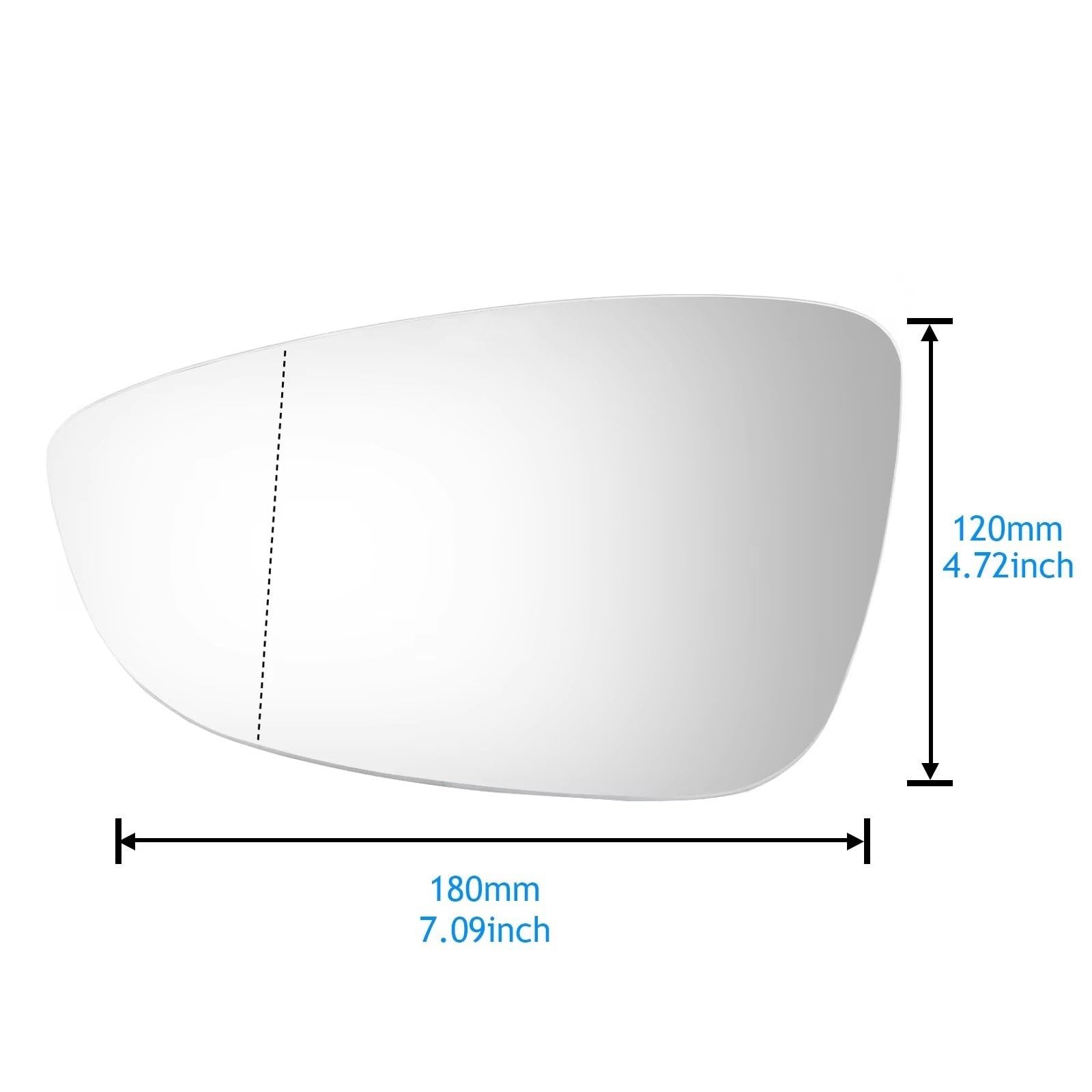 Cristal Espejo Retrovisor Calefactable Compatible Con EOS 1F8 2009-2013 Para Passat B7 2010-2015 Para Scirocco 137 2008-2017 Espejo Retrovisor Puerta Calefacción Lado Pasajero