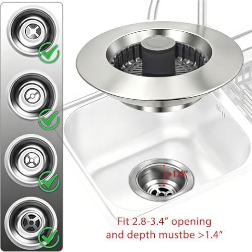 BAOLSLS 3 in 1 Kitchen Sink Stopper, Pop Up Kitchen Sink Drain Strainer by BAOLSLS - Used condition - Image 2