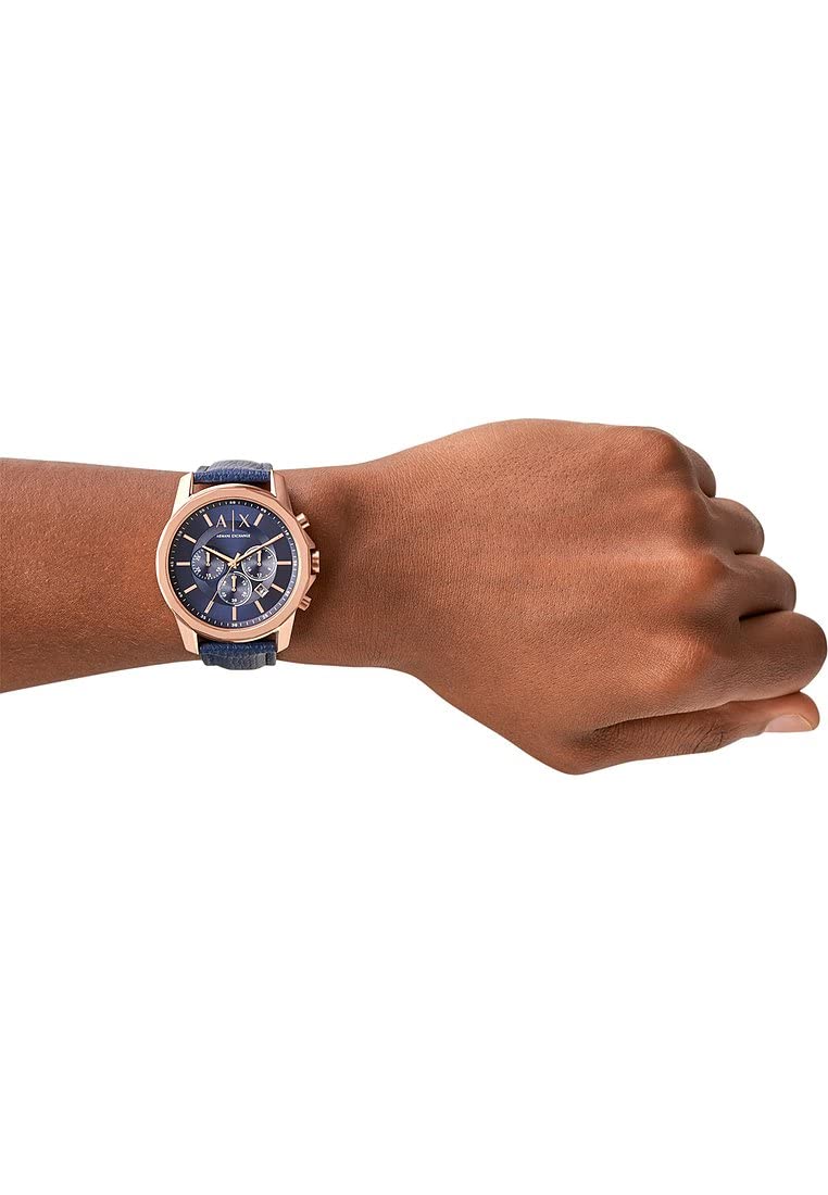 Armani Exchange Orologio da uomo, movimento cronografo al quarzo e cassa da 44 mm con cinturino in pelle