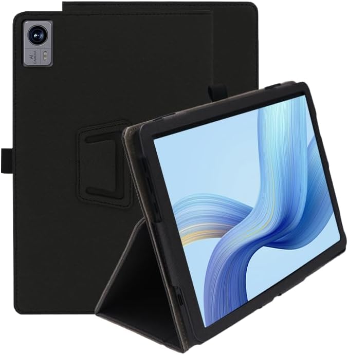 Compatible with Android A90 Tablet case, Full Coverage Ultra Slim PU Leather Cover Case Folding Stand Cover Protective Tablet Cover with Hand Strap Magnet (Black)