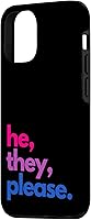 Vista 2 de Funda bisexual LGBTQ para iPhone 14 Pro He They Please Pronombres Bi Pride