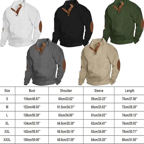 Men's Long Sleeve Cashmere Sports Sweater,Men's Outdoor Casual Stand Cashmere Button Long Sleeve Sweater 1/4 Sweater3