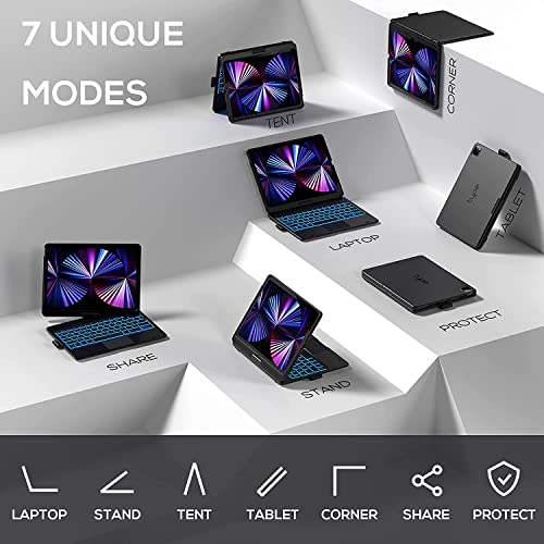 Image of typecase Touch Case with Keyboard for iPad Air 5th Generation (10.9-inch, 2022): Trackpad - 360 Rotatable - Wireless Backlit Keyboard Case with Pencil Holder for iPad Air 5th /4th Gen - Graphite Black