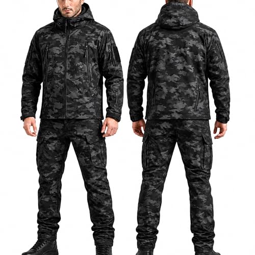 BESTXH Taktischer Anzug Herren Set, Taktische Jacke Herren und Taktische Hose Herren, Softshell...