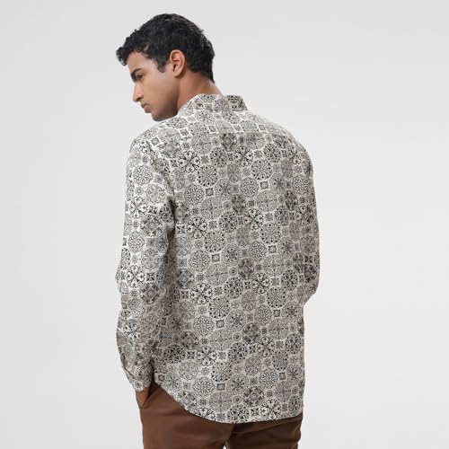 Image of BASICS Cotton-Linen Blended Men's Shirt | Slim Fit | Everyday Smart Casual Wear | Full Sleeve