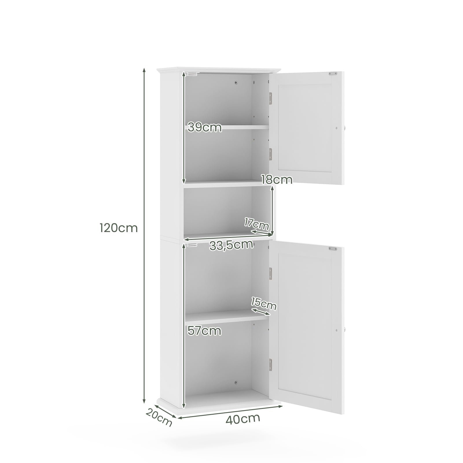 COSTWAY Meuble Salle de Bain Mural, 40 x 20 x 120 cm