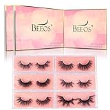 BEEOS False Eyelashes 3D Real Mink Lashes, 6 Different Styles Multipack, 100% Siberian Mink Handmade Full Strip Lashes Fluffy Natural Look Makeup Eye Lashes 6 Pairs/Princess