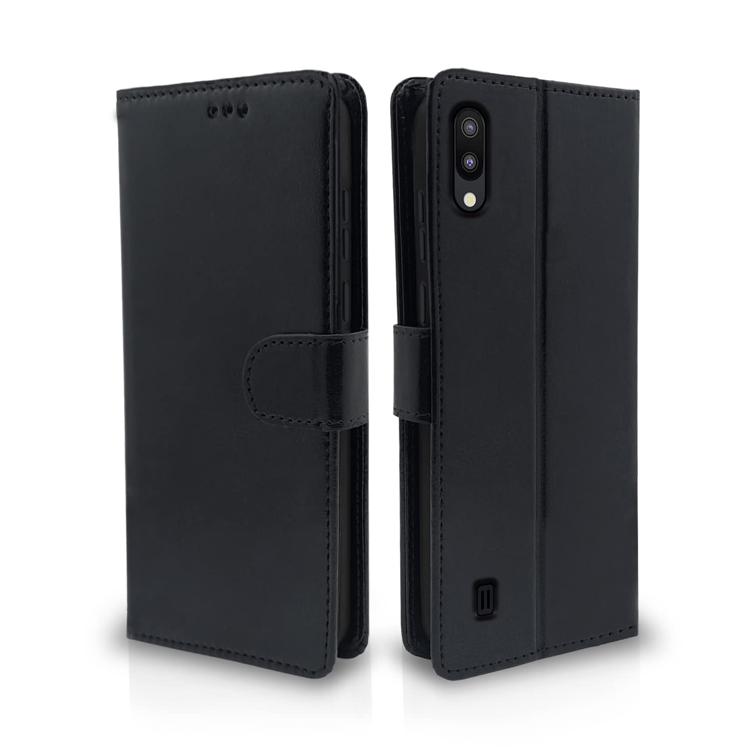 Pikkme Samsung Galaxy M10 Flip Case Leather Finish | Inside TPU with Card Pockets | Wallet Stand and Shock Proof | Magnetic Closing | Complete Protection Flip Cover (Black) (B0BMZ6RCTY) Amazon Price History, Amazon Price Tracker