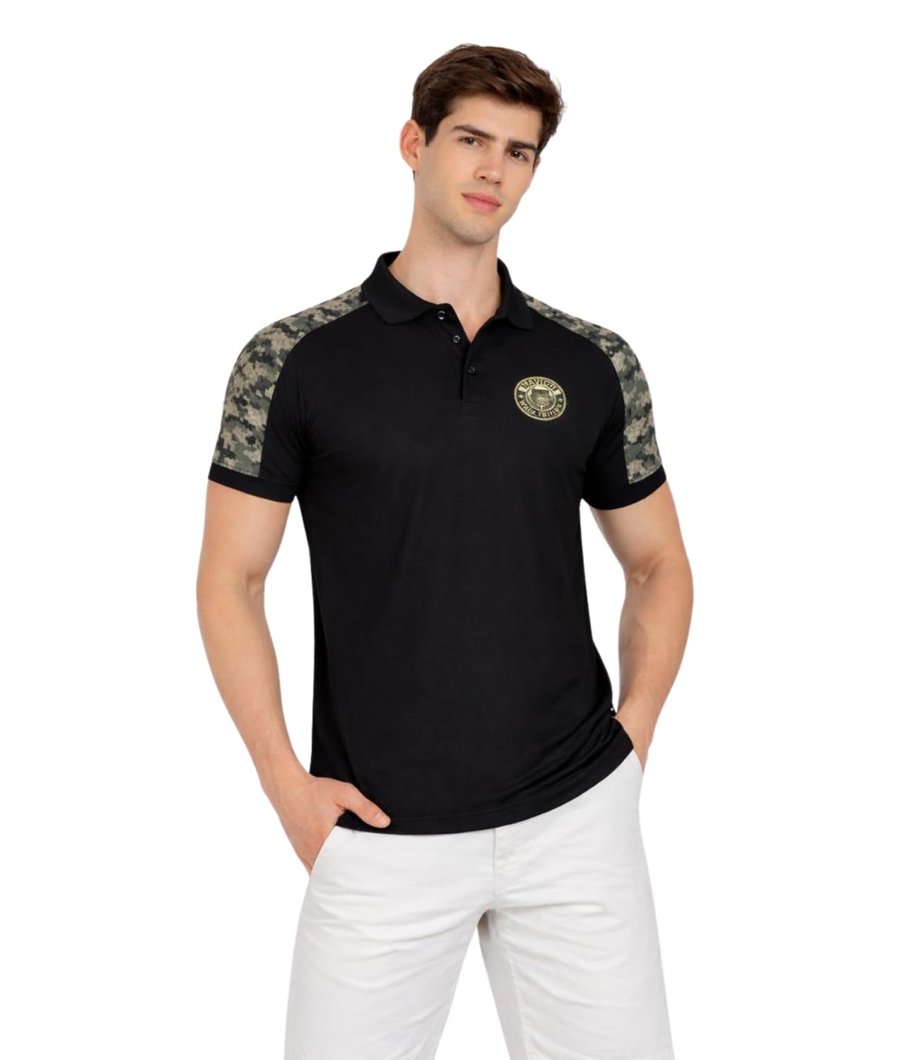 navycut usa Wild Edition Men Polo T-Shirt - Micro Poly, Quick Dry, Camo Sleeve, Half Sleeve Collar Tshirt for Men, Gym Wear, Running, Sports, Trekking, Casual Wear, Athletic Fit, Black, S to XXL-picture-29
