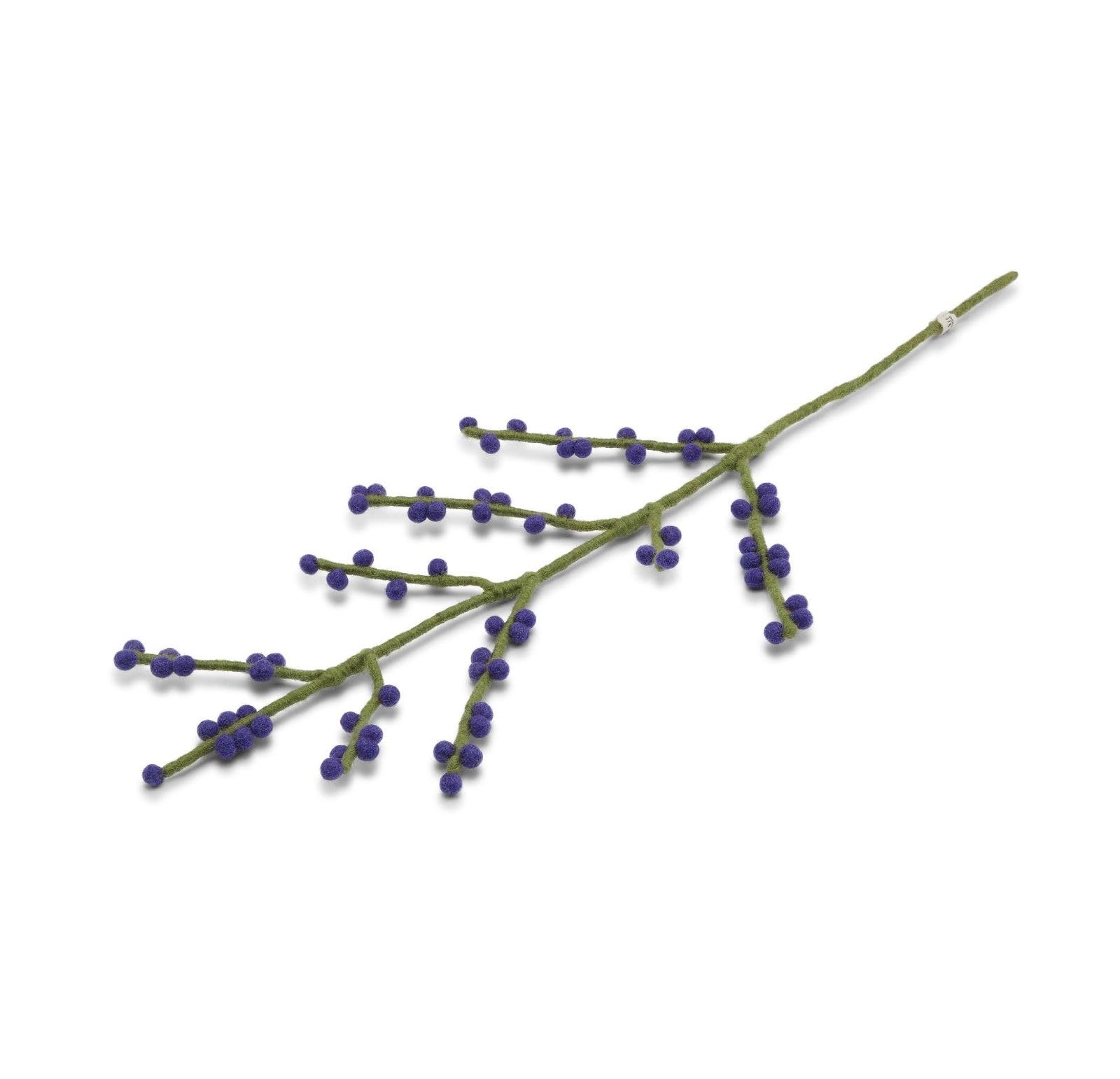 Gry & Sif Blau Handmade & Fairtrade Certified Stylish Danish Design X Nepali Artisan, Branch With Blue Berries Made Of Felt, Artificial Flowers For Living Room Decoration, Blue