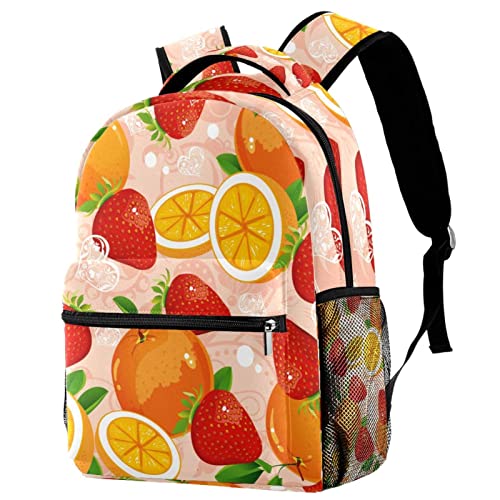 Sac à dos de voyage léger orange fraise avec porte-bouteille latéral Leisure Campus
