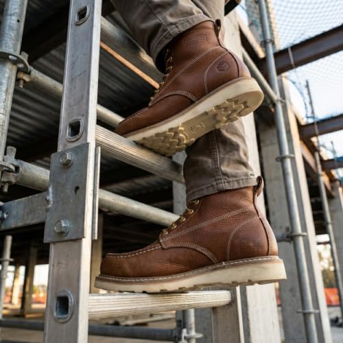 Image of SUREWAY 6in Moc Toe Work Boots for Men, Wedge Sole, Steel /Soft Toe