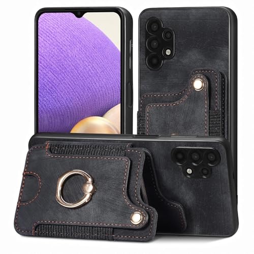 Coque Samsung Galaxy A32 5G étui portefeuille antichoc flip cover rabat noir