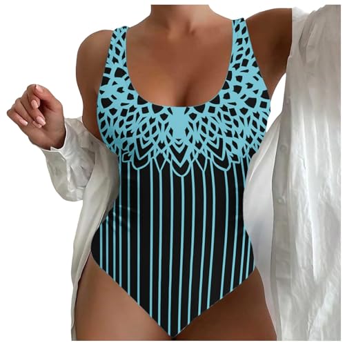Maillot de bain femme 4XL sport col en V imprimé rayé vert
