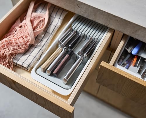 Image of Joseph Joseph DrawerStore 2-Tier Knife Kitchen Drawer Organizer, Holds up to 11 Knives, Disassembles for Easy Cleaning, Recycled Plastic