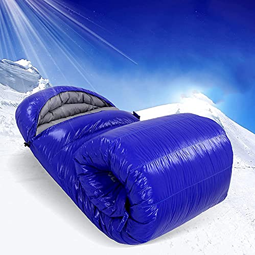 Sac de couchage 800g bleu isolant avec sac compression ultra compact